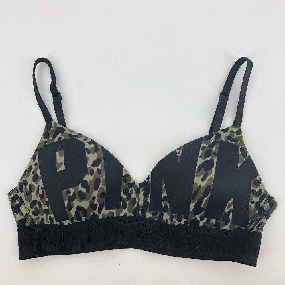PINK Victorias Secret Wear Everywhere Wireless Lightly Lined‎ Bra 32B Camo